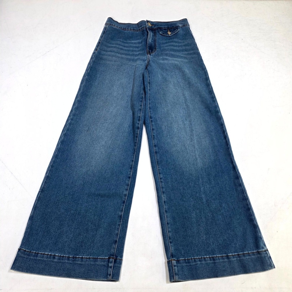 Roxy Wide Leg Jeans Womens 28 Blue High Rise Elastic Back Relaxed Denim Pants